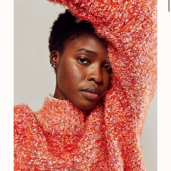 Free People Cozy Knit Sweater Flame Combo Color Size XL - Picture 5 of 12